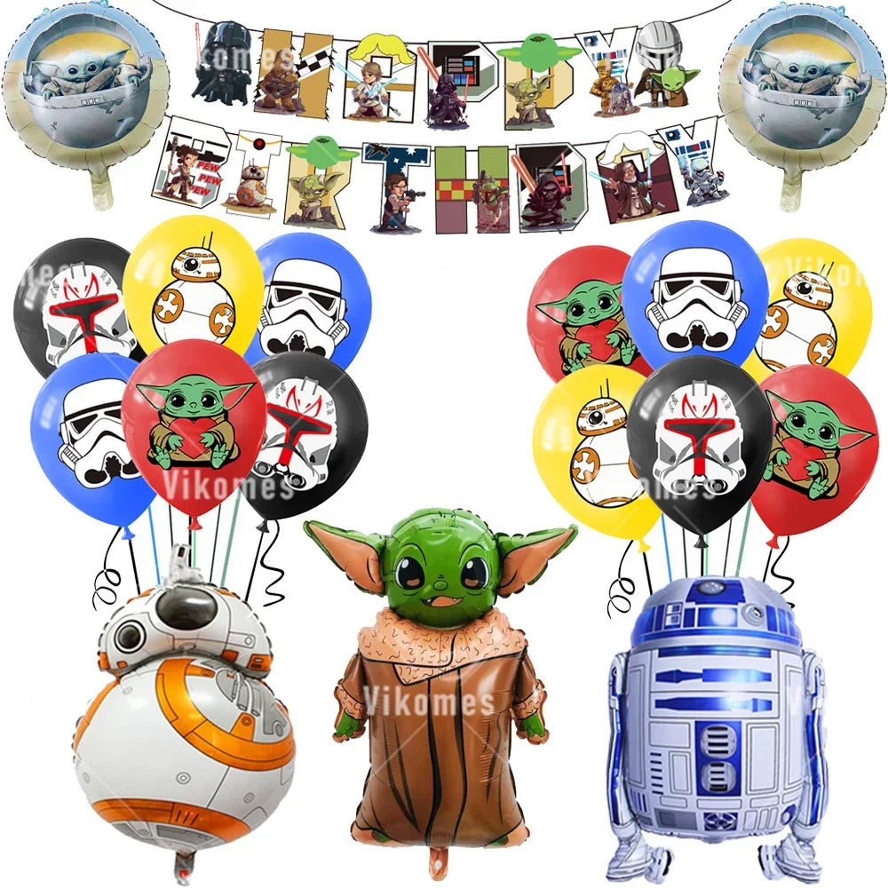 Green Yodaed Latex Balloons Hero Master Robot Foil Ballons Happy Birthday Party Banner Tableware Cake Topper Decoration Kid Toy