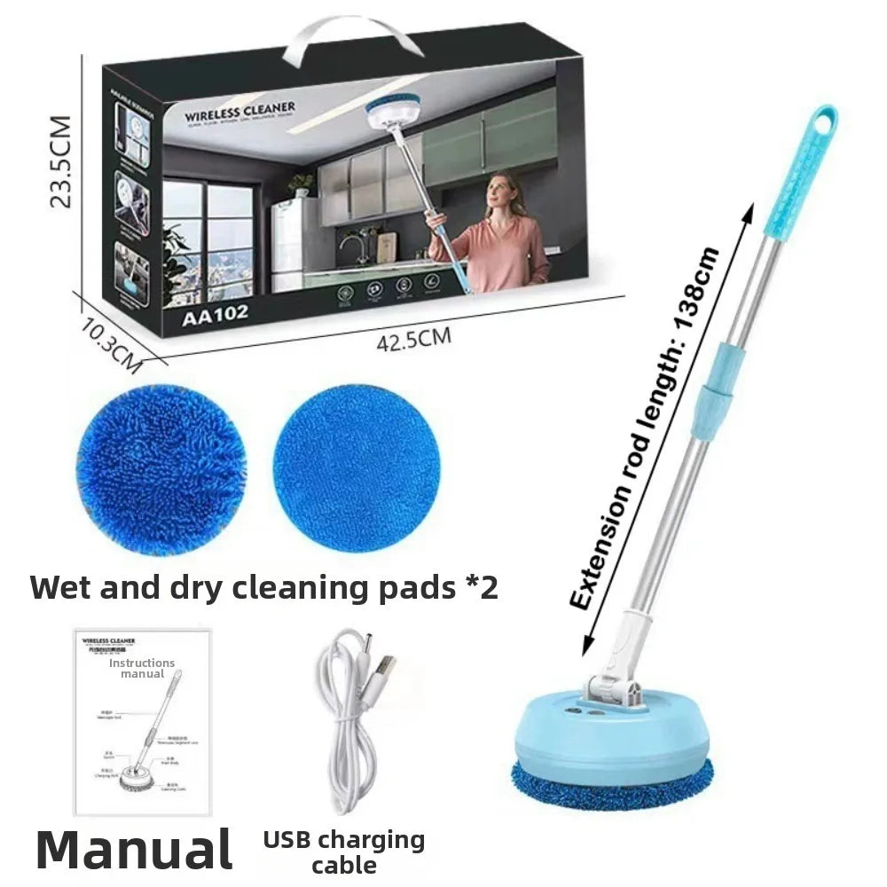 Wireless Electric Mop Cleaning Machine Dry and Wet Spin Floor Cleaning Tool Automatic 2 in 1 Window Dust Scrubber