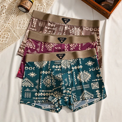 3Pcs Boxer Shorts Men's Underwear Ice Silk Underpants Sexy Panties 3A Antibacterial Breathable Elastic Lingerie Plus Size L-6XL