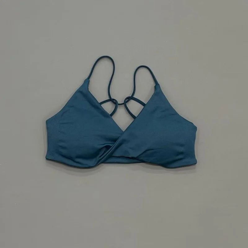 HISTELLO Vision Sports Bra Women Cross Back Seamless Yoga Bra With Removable Pads Backless Underwear Gym Running Sports Top