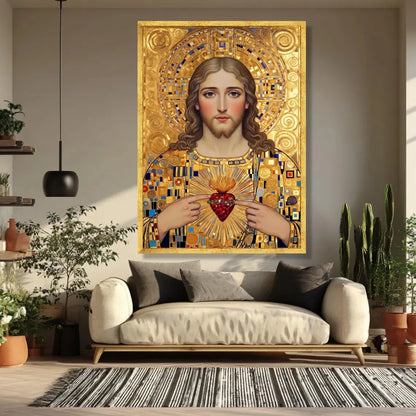 Virgin Mary and Baby Jesus Canvas Wall Art, Sacred Heart of Jesus Canvas Prints, for Living Room Home Decoarion