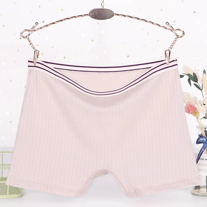 Female Lingerie Plus Size Boxer Briefs Women's Cotton Antibacterial High Waist Ladies'Boxer Briefs Flush Legs Flat Footed Shorts