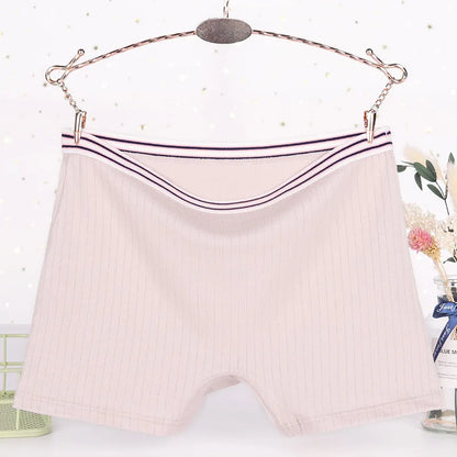 Female Lingerie Plus Size Boxer Briefs Women's Cotton Antibacterial High Waist Ladies'Boxer Briefs Flush Legs Flat Footed Shorts
