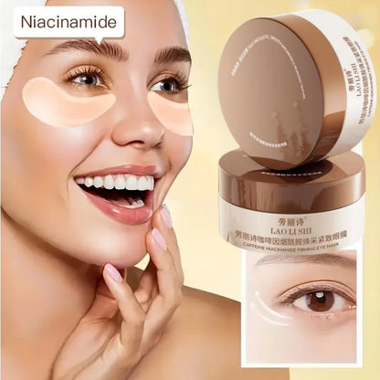 A Box of 60 Caffeine and Niacinamide Revitalizing and Firming Eye Masks, One Mask Can Be Used for the Entire Face, Releasing Eye Strain at Any Time, Moisturizing, Firming, Alcohol-Free, Suitable for All Skin Types, Unisex