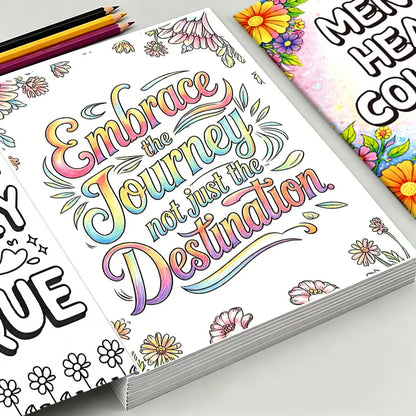 Mental Health Coloring Book 32 Pages, Floral Themed Mindful Stress Relief Coloring Pages for Adult Anxiety Relief
