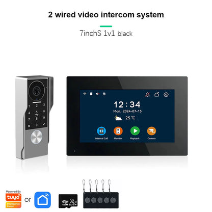 ANJIELO 2-Wire Video Door Phone with TUYA App IC Card PIN Unlock 24 IP Camera Support Smart Video Intercom System for Home 1080P
