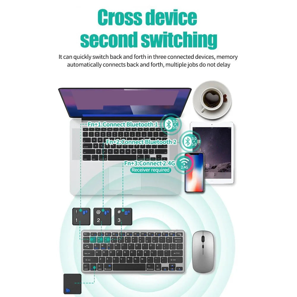 2.4G Wireless Keyboard Mouse Set Bluetooth 5.0 Keyboard Mouse Combo 3 modes Mini Keyboard Mouse For Laptop PC Accessories