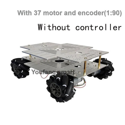 25Kg Big Load 4WD Mecanum Wheel Robot Car 330+240mm Chassis with 12V Encoder Motor for Arduino ROS Robot Arm DIY Kit Toy Parts