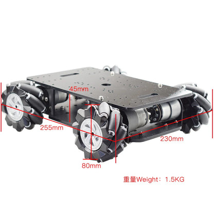 15KG Load 4WD 80mm Mecanum Wheel Robot Car Double Chassis Kit with DC 12V Encoder Motor for Arduino DIY Project STEM Toy
