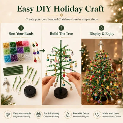 Handmade DIY Beaded Christmas Tree Kit with Light Up Colorful Halloween Tree Making Kit Educational Crystal Bead