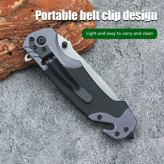 Foldable Knife Stainless Steel Outdoor Function Knife Portable Fruit Knife Multipurpose Camping Folding Damascene Pattern Knife
