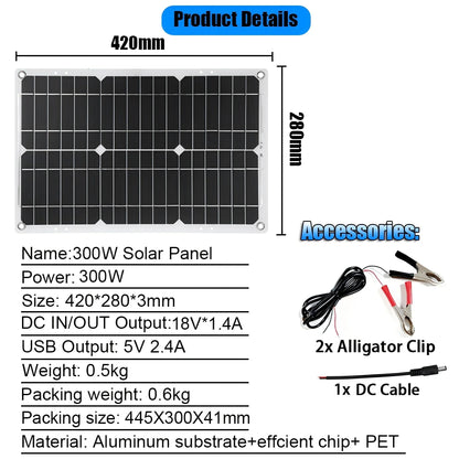 6000W Solar Power Complete Kit 12V To 220V Inverter 30A Controller 2*300W Panel System for Home/RV/Camping Full House Generator