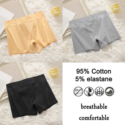 3Pcs Women Cotton Safety Short Seamless Boxer Briefs High Waist Soft Skin Friendly Ladies Anti-Ride Leggings Under Dress Panties