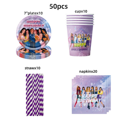 Kpop Katseye Party Decoration Tableware Tablecloth Cup Plate Napkin Sticker Bags Balloons Baby Shower Kpop Party Favors Supplies