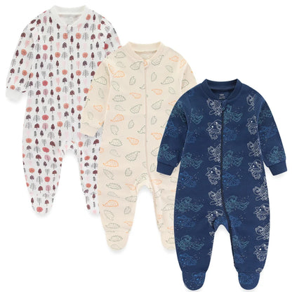 3PCS Newborn Cotton Baby Girl Clothes Cartoon Baby Boy Clothes Sets Autumn Long Sleeve Jumpsuits Spring Zipper Bebes