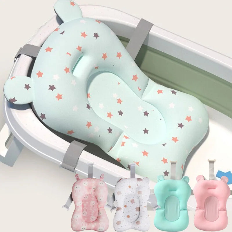 Baby Shower Bath Tub Pad Non-Slip Newborn Bathtub Mat Safety Nursing Foldable Support Comfort Body Cushion Mat Pillow Cartoon