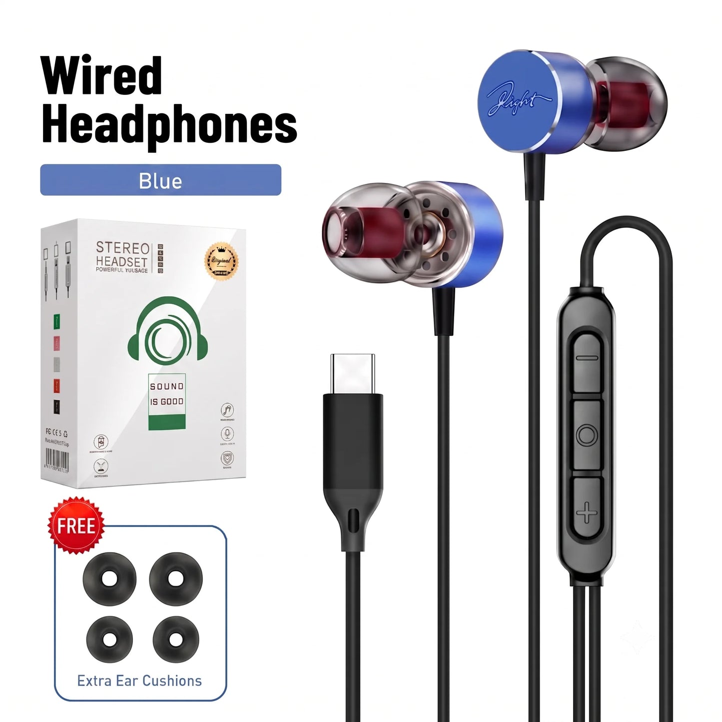 Wired Earphones 9D Surround Sound Type C Headphones Volume Control Headset With HD Mic Earbuds For iPhone 17 Pro Samsung Galaxy