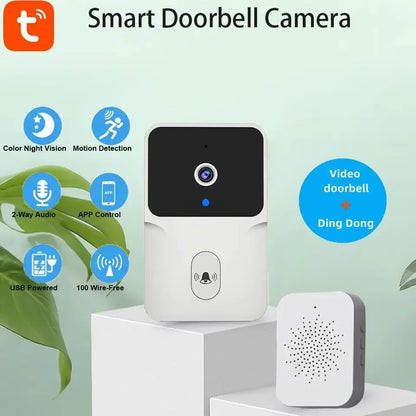WiFi Wireless Tuya Smart Video Doorbell HD Camerabattery Powered Camera Security Door Bell Wi-Fi Intercom for Home Apartment