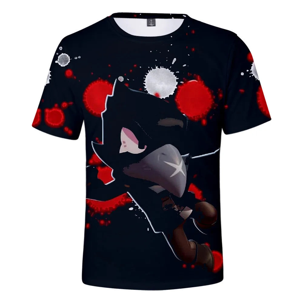 Kids' Game Character Graphic T-Shirt | Short Sleeves & Crew Neck | Casual Wear & Streetwear