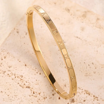 Women Gold Color Stackable Bangles Anti-Tarnish Stainless Steel Bracelets Stack Jewelry for Wedding Valentine Gift