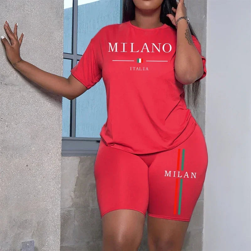 2026 Popular Women's T-shirt Shorts Tracksuit High Quality Summer Home Outdoor Casual Sport 2pcs Set Gym Fitness Outfits