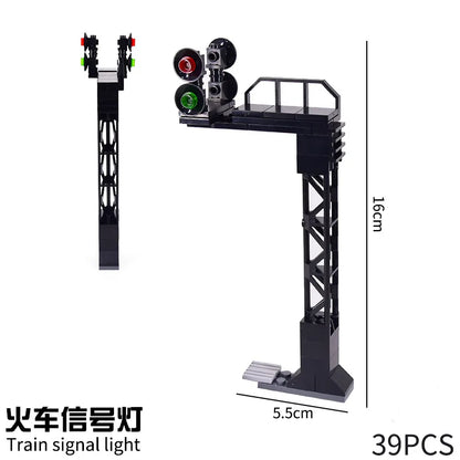 City Trains Railway Flexible Tracks Forked Straight Curved Rails Switch Kids DIY Building Block Bricks Track Toys For Children