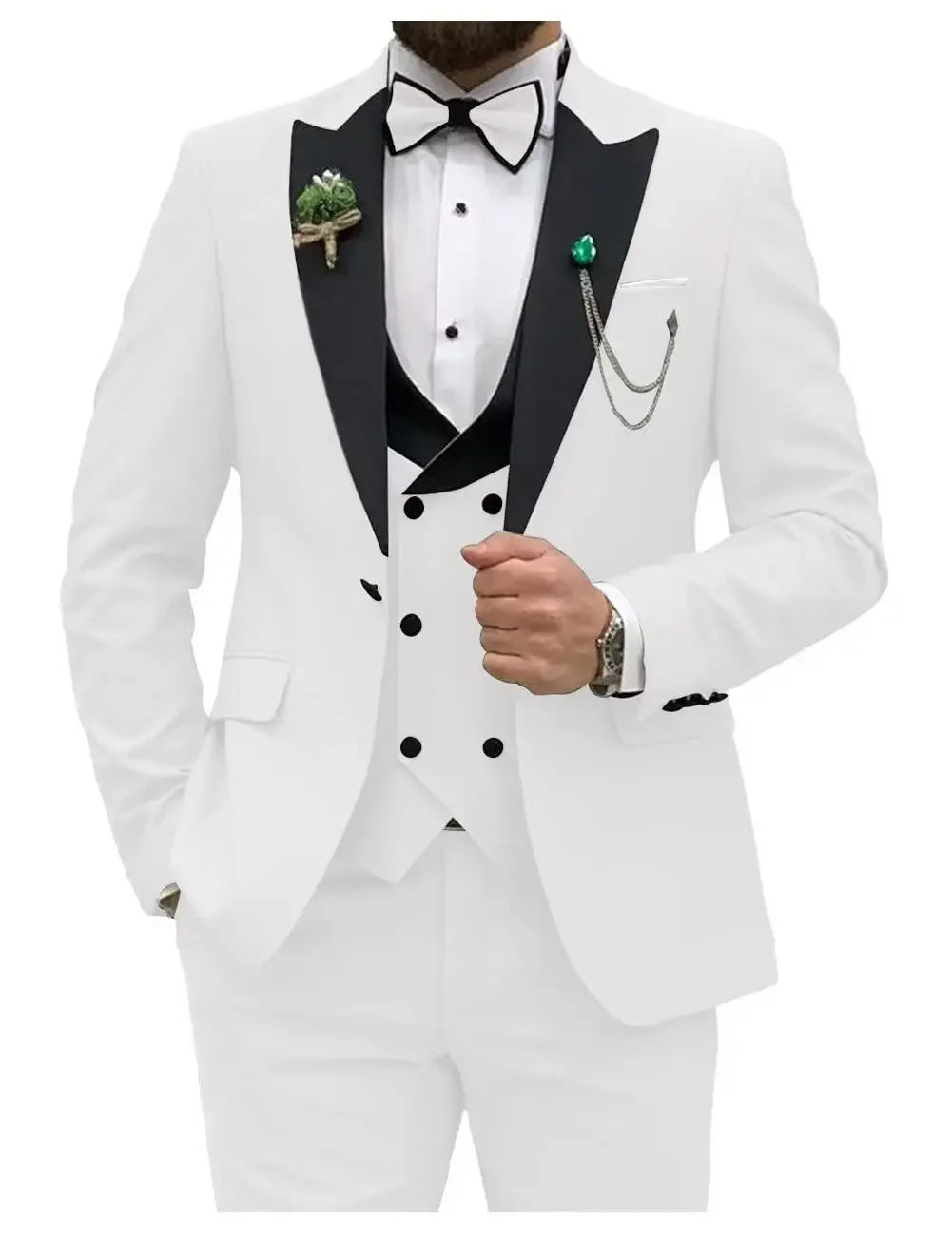 Royal blue Men Suits Slim Fit 3 Piece Double Breasted Suit Men Wedding Prom Party Business(Blazer+Vest+Pants)