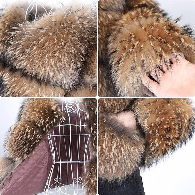2026 Maomaokong Super Hot Winter Women Luxury Thick Real Raccoon Fur Coat Natural Fox Fur Jacket Plus Size Jackets Female Vest