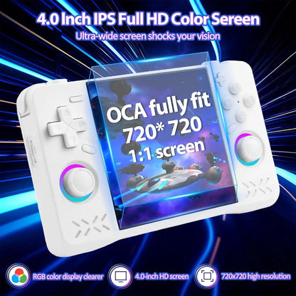 Upgraded XF40H Handheld Game Console Retro Gaming Console Preloaded Classic Games 4.0 Inch 4K HD IPS Screen Open Source Linux