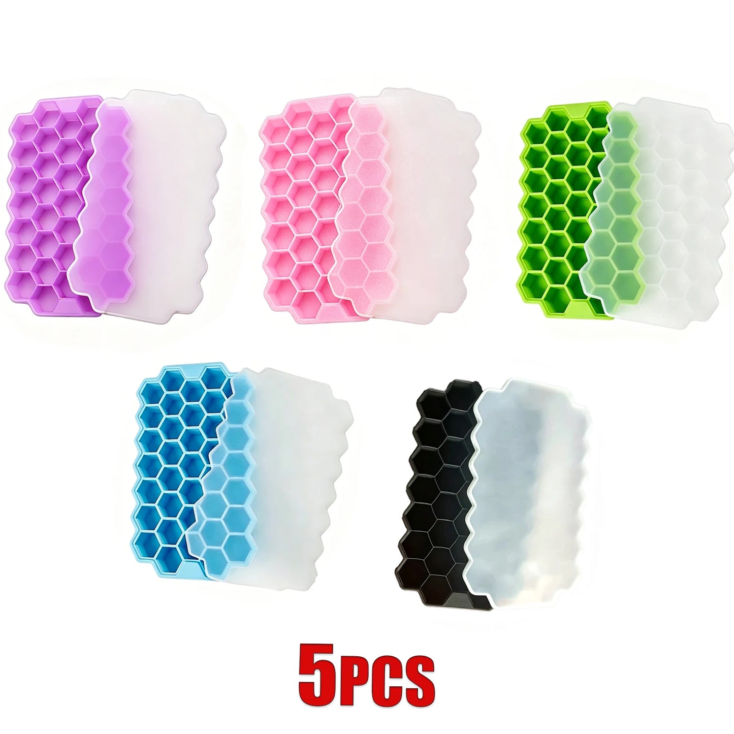 Honeycomb Ice Cube Trays with Lid Silicone Ice Cube Tray 37 Grids Reusable Ice Molds Ice Cube Mould for Coffee Whiskey Cocktails
