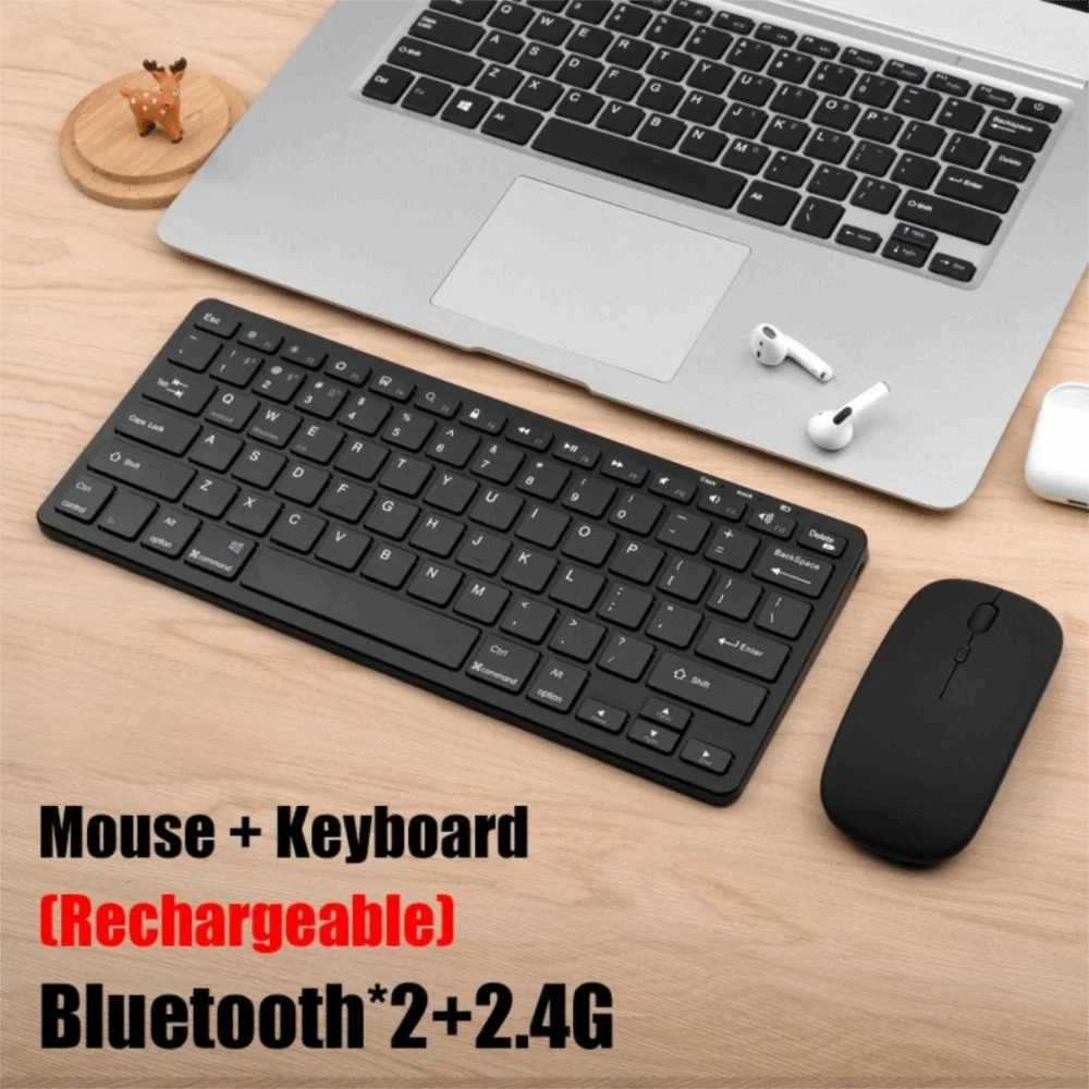 2.4G Wireless Keyboard Mouse Set 2 Modes Bluetooth 5.0 Keyboard Mouse Combo Ultra-thin Bluetooth Keyboard PC Accessories