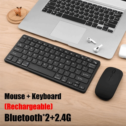 2.4G Wireless Keyboard Mouse Set 2 Modes Bluetooth 5.0 Keyboard Mouse Combo Ultra-thin Bluetooth Keyboard PC Accessories