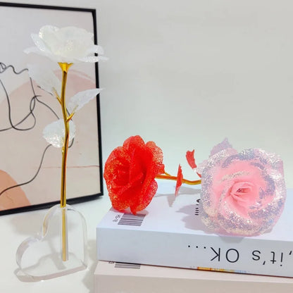 5/10/20PCS Valentine's Day Foil Plated Rose Gold Lasts Forever Love Wedding Decor Foil Rose Artificial Wedding Mother's Day Gift