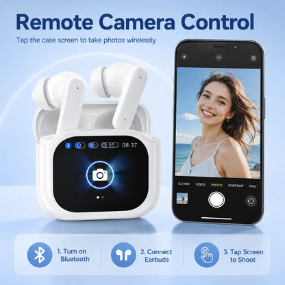 Smart Touchscreen ANC Headphones Bluetooth 5.4 Earphones with Noise Cancelling, HD Calls, 60H Playtime and Smart Touch Control