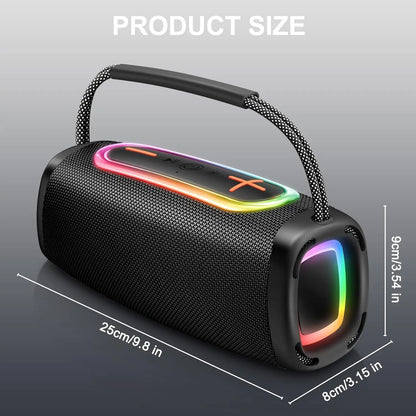 RGB Lights Portable Bluetooth Speaker, IPX7 Waterproof, 24H Playtime, Bluetooth 5.3, Outdoor Wireless Speaker with Hands-Free Mic.