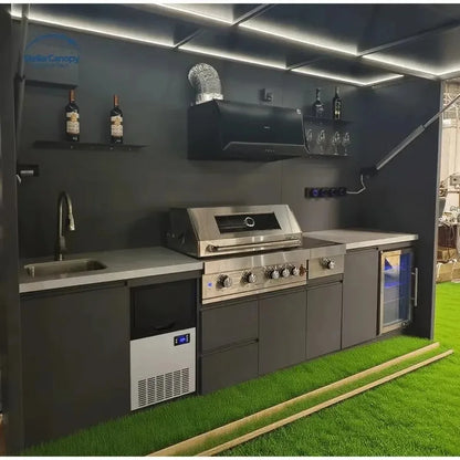 Customized Modular Outdoor Kitchen Island Premium Modular 304 Stainless Steel Outdoor Kitchen Cabinets Anti-Rust Cabinets