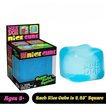Nice Cube Nee Doh Squishy Squeeze Toy, Portable Stress Relief Sensory Fidget, Great for Kids & Adults with ADHD