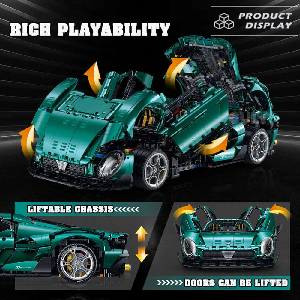 1:8 Scale Model Supercar Vehicle Building Blocks Technical Bricks Car High-tech Set Desk Decoration Assembly Kids Toy for Gift