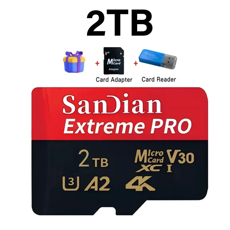 Class 10 U3 V30 Waterproof Memory SD Cards with USB Adapter 128GB 512GB High Speed Micro TF/SD Card for Phone Laptop Camera