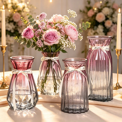 European Style Glass Vase Geometric Glass Vases Hydroponic Plant Bottle Flower Arrangement Pot Home Office Desktop Decor