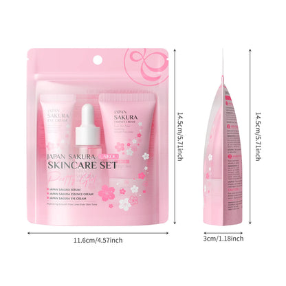 Sakura Skin Care Sets Face Cream Serum Toner Facial Cleanser Sunscreen Eye Cream Gift Box Face Skin Care Set Product 3pcs/Set