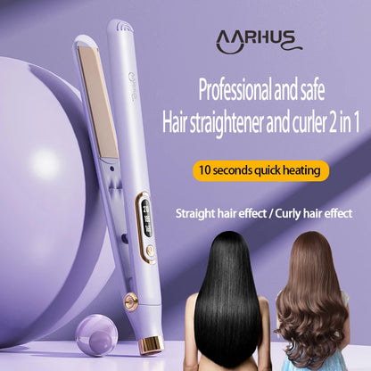 Professional Safe Hair Straightener Curler 2 In 1, 10 Seconds Fast Heating Hair Plate, High Quality Hair Styling Tools