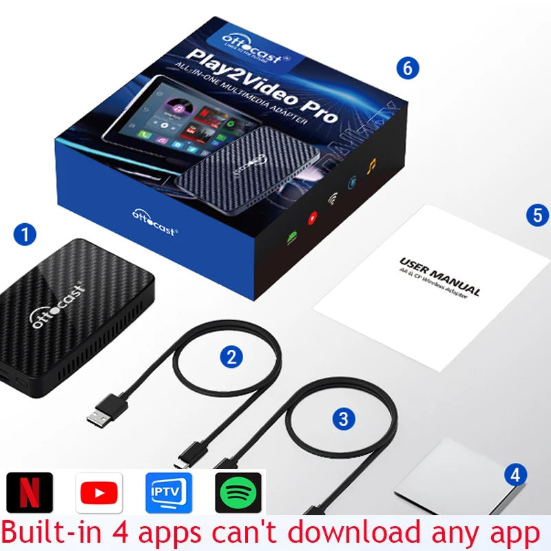 OTTOCAST P3 OttoAibox CarPlay AI Box Wireless Android Auto Smart TV Box Car Accessories for Benz Audi Kia Hyundai VW Toyota