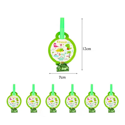 6/12/18PCS Dinosaur Party Blow Noisemakers Whistle Jungle Safari Theme Birthday Supplies Gift Party Favor Gifts Fun Photo Props