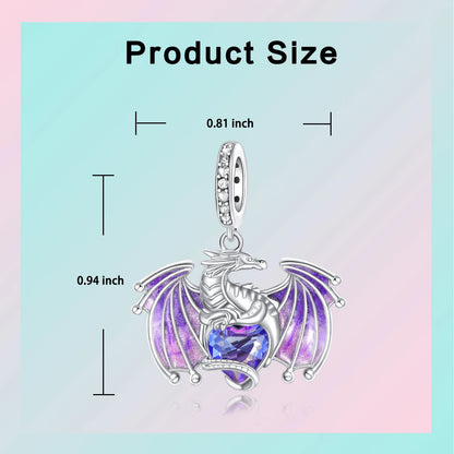 925 Sterling Silver Purple Baby Dragon Flying Dragon Cub Pendant Charm Fit Original Charms Bracelets Women DIY Jewelry Gift