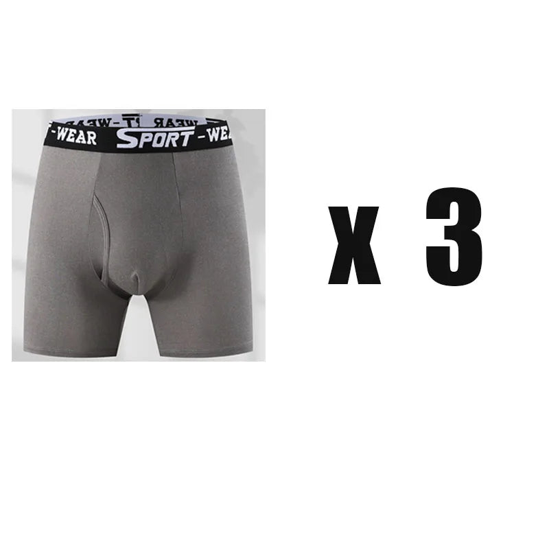 3 Pcs/Lot Fashion Solid Color Men's Underwear, Vibrant Waistband, Comfortable Flat Front, Quick-Drying Sports Breathable Shorts