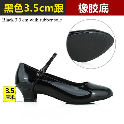 Women Patent Leather Shiny Closed Toe Salsa Shoes Black Gold Silver Red Ballroom Tango Latin Dance Shoes for Woman 5cm/7cm Heels