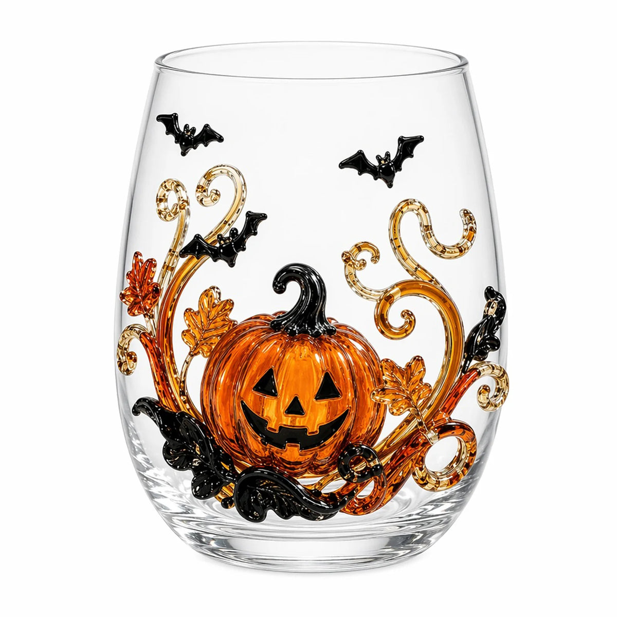 3D Halloween Artisan Glassware Collection Witchy Gothic Glass Set Manual Stemless Wine Glasses for Luminous Fall Sips Gifts