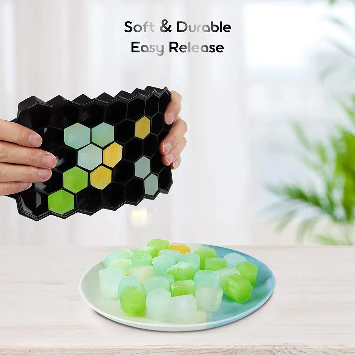 Honeycomb Ice Cube Trays with Lid Silicone Ice Cube Tray 37 Grids Reusable Ice Molds Ice Cube Mould for Coffee Whiskey Cocktails