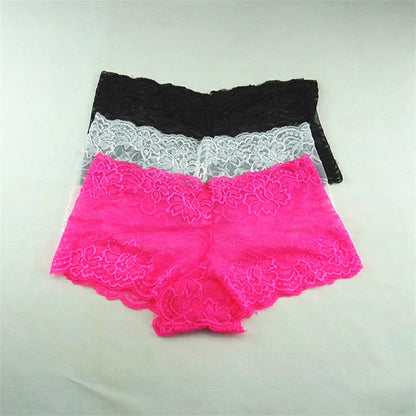 3pcs M-XXL Female Boxers Underwear Silk Boyshorts Women Transparent Panties Shorts Ladies Perspective Lingerie